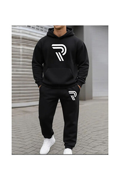 mercoledi Printed Letter Hooded Top and Jogger Pants Tracksuit Set