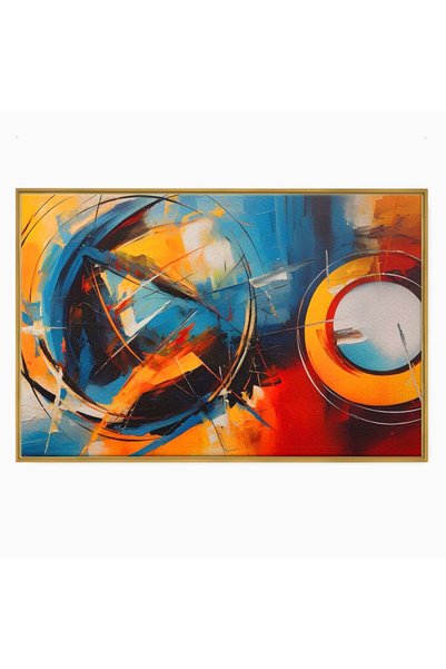 Luxcanva Tablou Canvas Abstract Lună și Pământ, pictat, 70x50 cm, cu ramă aur...