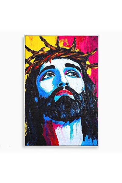 Luxcanva Tablou Canvas Contemplare Divina 40x60 cm cu Rama Argintiu Iisus Con...