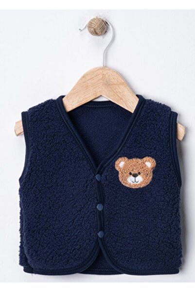 Gonca Kids and More Erkek Çocuk Ayıcıklı Peluş Yelek (Lacivert)
