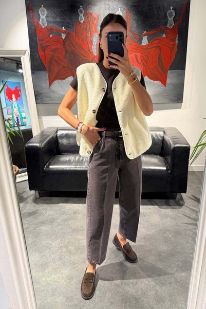 5in1Canpolat Yıkamalı Kahve Baggy Jean 3001