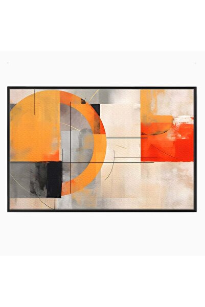 Luxcanva Tablou Canvas Cerc Galben Pictura Abstracta 120x80 cm cu Rama Negru ...