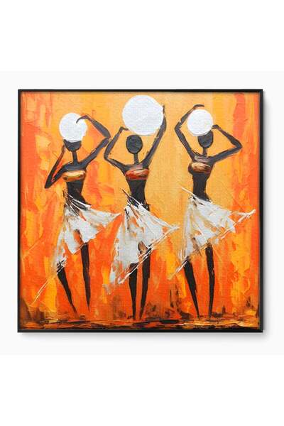 Luxcanva Tablou Canvas African Dancers 70x70 cm cu Rama Negru Culori Traditie...