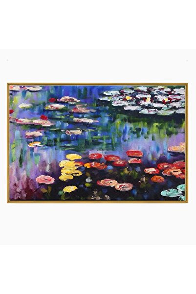 Luxcanva Tablou Canvas Maci Infloriti Pe Lac 120x80 cm cu Rama Auriu Relaxare...