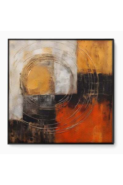 Luxcanva Tablou Canvas Abstract Black And Red Paint 100x100 cm cu Rama Negru ...