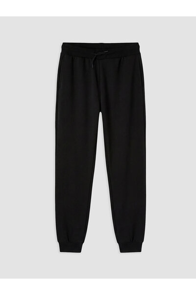 LC Waikiki Lcw Black Jogger Sweatpants for Girls with Elastic Waist