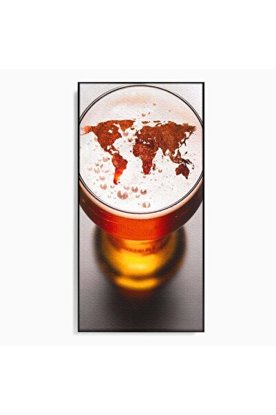 Luxcanva Tablou Canvas Geografie in Pahar 50x100 cm cu Rama Negru Geografie i...