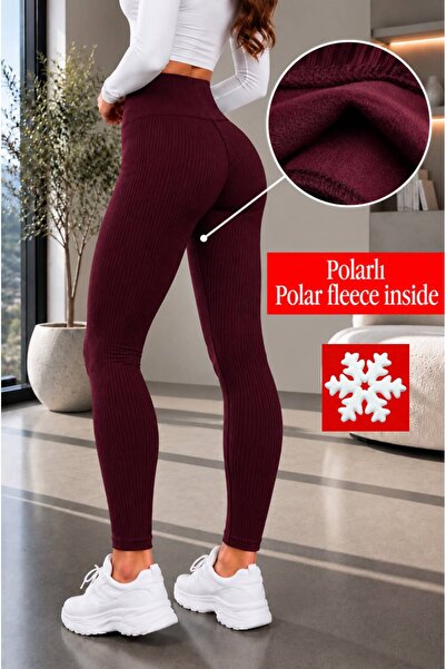 BEHLIVE Kadın İçi ( Polarlı ) Yuksek Bel Fitilli Toparlayıcı Tayt