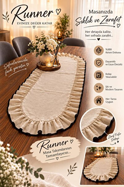 BZC HOME RUNNER ham oval kenar nakışlı fırfır 36\80 ölç