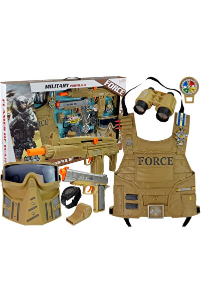 LEAN Set militar Armă Mască Binoclu Vestă Busolă