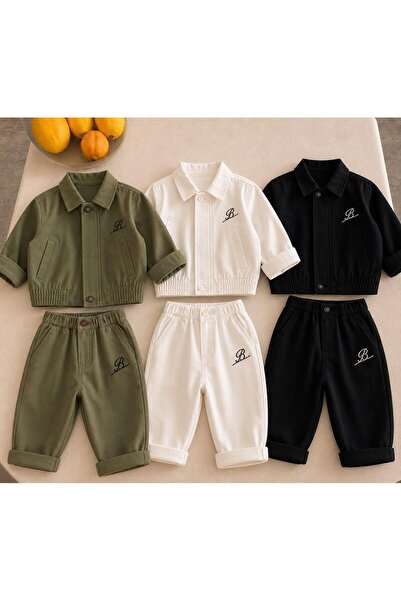 bohemiankids baby wear Haki Bomber Ceket ve Pantolon Takım