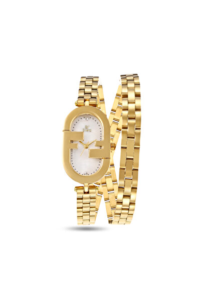 everd Women's Steel Wrap Bracelet Watch Gold White Dial EV 5242 3-Year