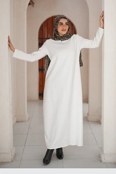 Generic Brand Basic White Maxi Dress with Long Sleeves – Modest & Elegant Outfit