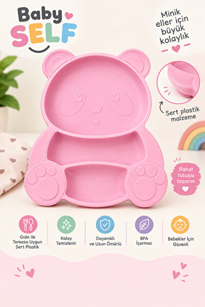 3 BÖLMELİ BEBEK BESLENME SETİ , MAMA TABAĞI PANDA MODELİ