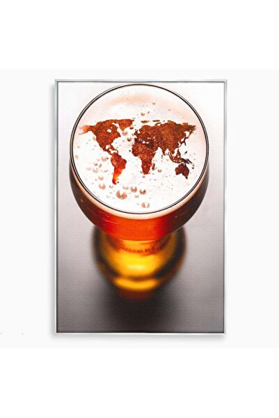 Luxcanva Tablou Canvas Geografie in Pahar 70x100 cm cu Rama Argintiu Geografi...
