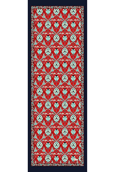 ARMANDA 100% Silk Satin Scarf - Navy Blue - Red