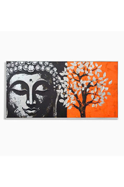 Luxcanva Tablou Canvas Copacul Vietii 100x50 cm cu Rama Argintiu Buddha Zen A...