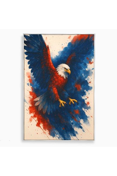 Luxcanva Tablou Canvas Vulturul Natiunii 100x150 cm cu Rama Argintiu Vulturul...