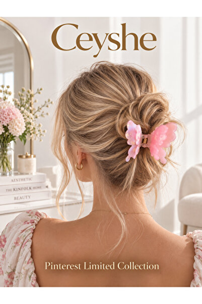 CeyShe Pinterest Acrylic Pink Butterfly Shiny Claw Clip Durable Hairpin Color...