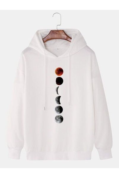 ZEMLİYA Unisex White Hooded Oversize Sweatshirt Comfortable Fit Cotton with F...