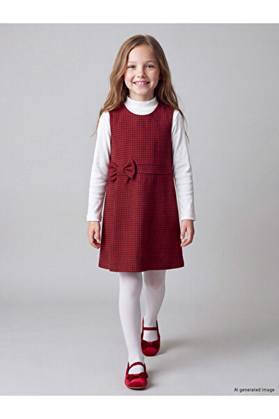 LC Waikiki Sparkling Choices Checkered Embroidered Bowknot Girls' Dress from ...