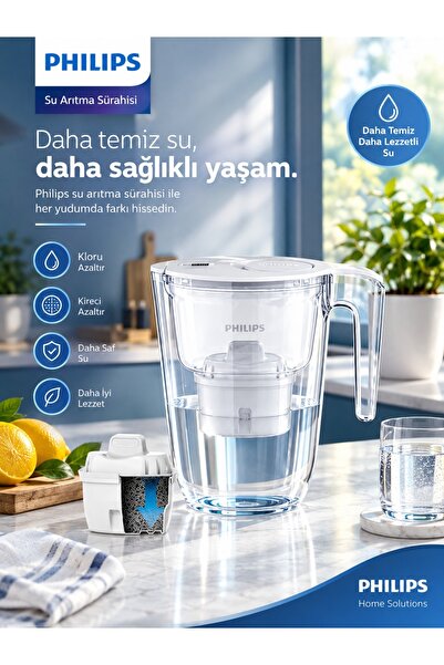 Philips Elvt Yeni Seri Modern Temiz Su Arıtma Filtreli Sürahi Yeni Aktif Karb...