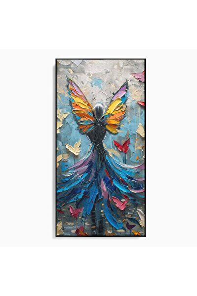 Luxcanva Tablou Canvas Regina Fluturilor 60x120 cm cu Rama Negru Regina Flutu...