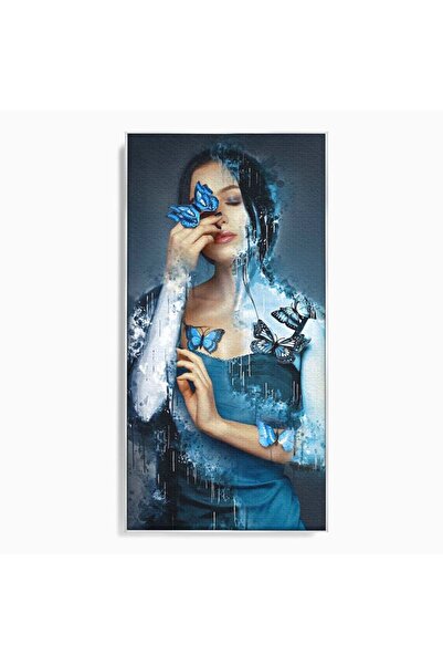 Luxcanva Tablou Canvas Imbratisarea Fluturilor 70x140 cm cu Rama Argintiu Imb...