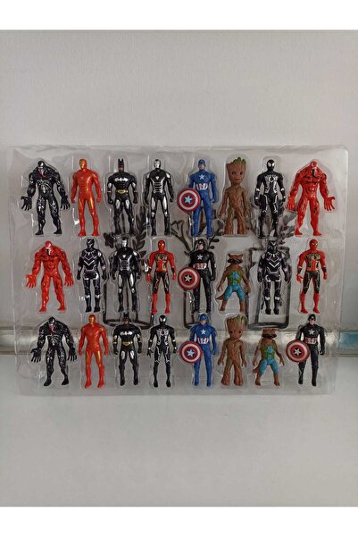 smilechild 24 lü Süper Kahraman Seti Örümcek Adam Hulk Kara Panter Venom Batm...