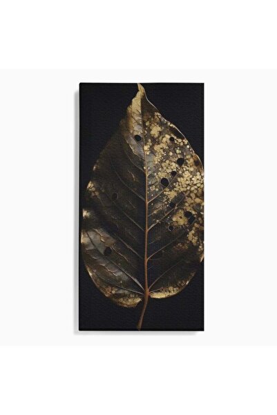 Luxcanva Tablou Canvas Black Leaf 50x100 cm pe Sasiu Lemn Black Leaf Living D...