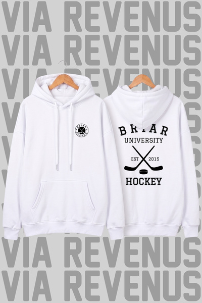 Vordevia Hanorac unisex cu glugă, cu imprimeu Briar University Hockey, croial...