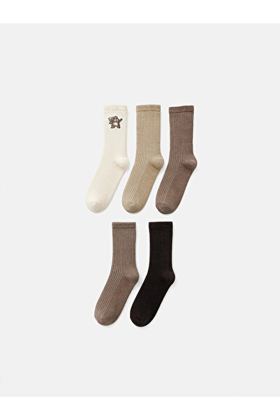 LC Waikiki Sparkling Choices Embroidered Women's Socks 5-Piece from Shining S...