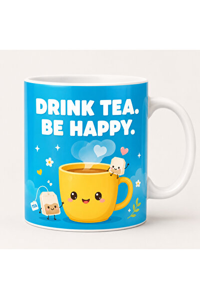 Generic Brand Personalized white ceramic mug, 330 ml, cheerful design, "Drink...