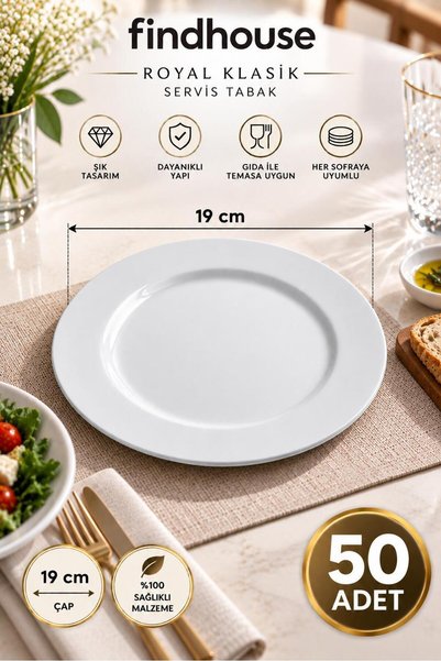 Bulika Royal Series 50 Pcs Quality Melamine Classic Serving Plate 19cm for Ho...