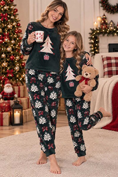 zahider Mother Daughter Matching Cotton Long Sleeve Winter Pajamas Set (the P...