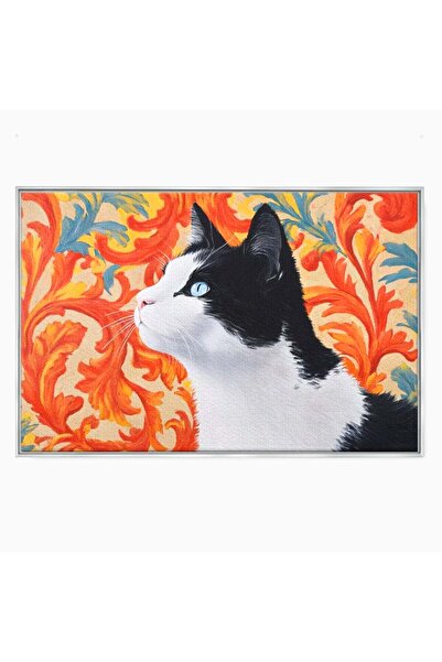 Luxcanva Tablou Canvas Vis Ornamental 100x70 cm cu Rama Argintiu Vis Ornament...