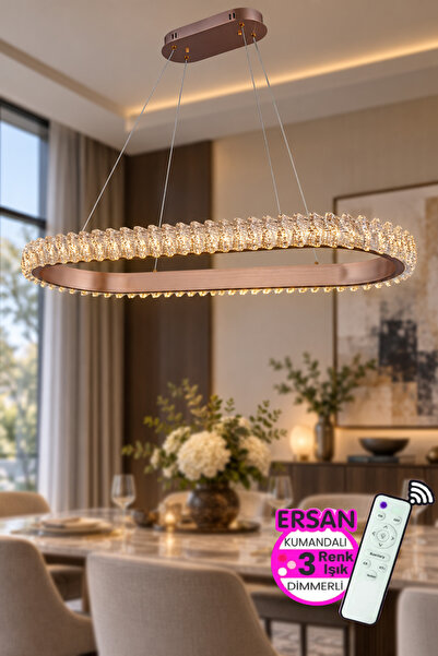 Ersan Avize Quantum Rose Gold Sıralı Kumandalı 3 Renk Işık Özelikli Dimerli S...
