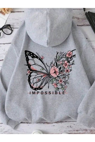 ZEMLİYA Unisex Gray Streetwear Oversize Hooded Casual Cotton Sweatshirt with ...