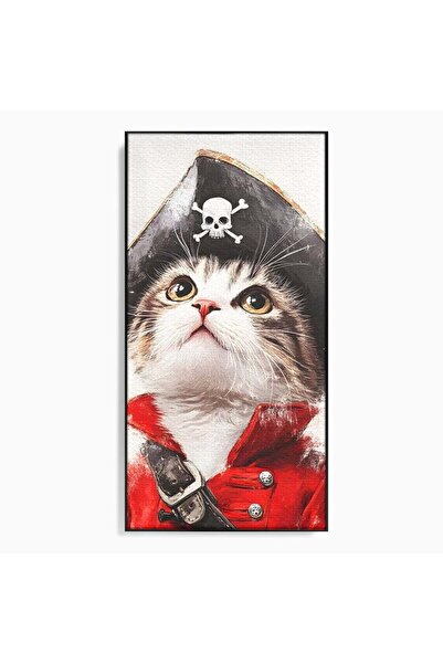 Luxcanva Tablou Canvas Micul Pisoi Pirat 60x120 cm cu Rama Negru Micul Pisoi ...