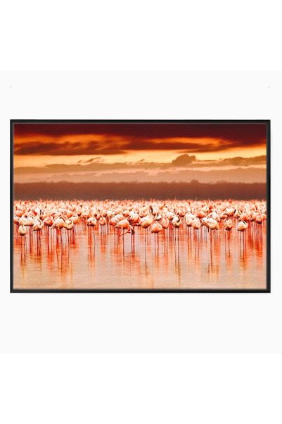 Luxcanva Tablou Canvas Orizont in Flacari Roz 120x80 cm cu Rama Negru Orizont...