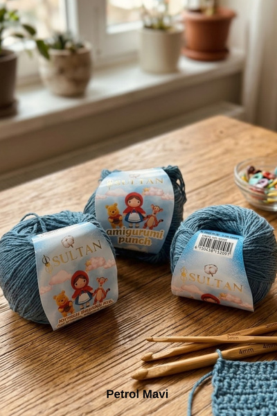 hobi dünyası evim 3 Pieces Sultan Amigurumi Knitting Yarn Toy 50 Grams 150 Me...