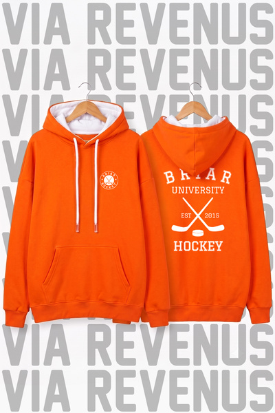 Vordevia Hanorac unisex cu glugă, cu imprimeu Briar University Hockey, croial...