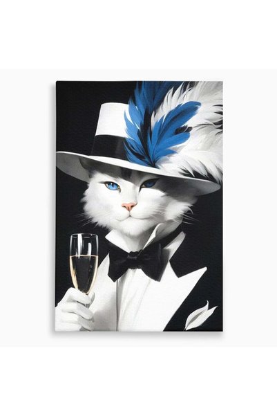 Luxcanva Tablou Canvas Pisica Aristocrata 80x120 cm pe Sasiu Lemn Pisica Aris...
