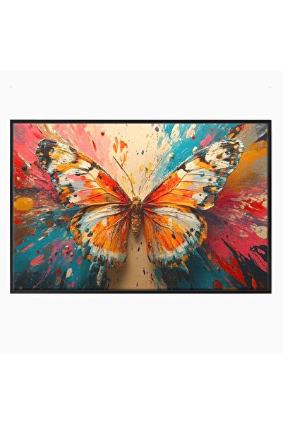Luxcanva Tablou Canvas Fluturele Toamnei 70x50 cm cu Rama Negru Fluturele Toa...