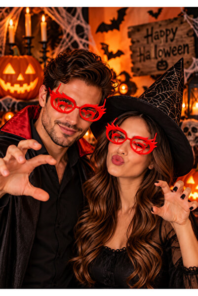 BALON DİYARI Red Devil Themed Halloween Goggles Halloween