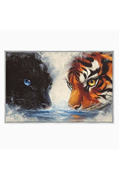 Luxcanva Tablou Canvas Rivali in Oglinda 150x100 cm cu Rama Argintiu Rivali i...