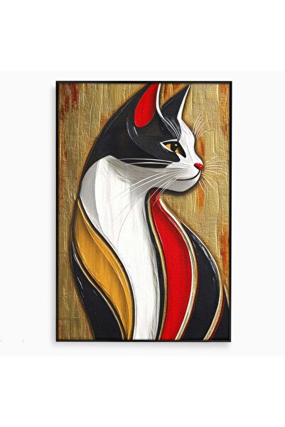 Luxcanva Tablou Canvas Felina din Abanos 100x150 cm cu Rama Negru Felina din ...