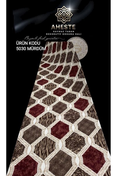 Nesrin Mürdüm Kaymaz Taban Dekoratif Dokuma Halı Yolluk Geometrik Petek Desen...
