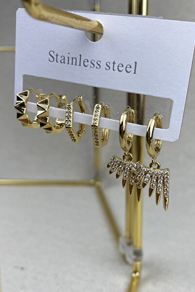 Brethils Steel Earring Set, Anti-Tarnish, Anti-Allergic, with Ring Clip Closure