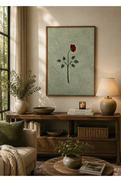 muguetarts %100 El Sanatı Ebru Sanatı Yalnız Gül Çerçevesiz Yasemin Acar Eser...